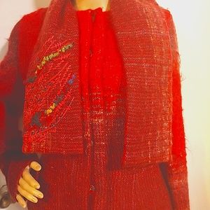 SALE!CHRISTIAN LACROIX M/L 8/10 MOHAIR ACRYLIC WOOL BLEND REMOVABLE SCARF JACKET